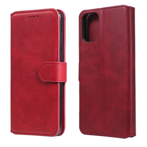 Para Motorola Moto G9 Plus Classic Calf Texture PU + TPU Funda de cuero con tapa horizontal, con soporte, ranuras para tarjetas y billetera (rojo)