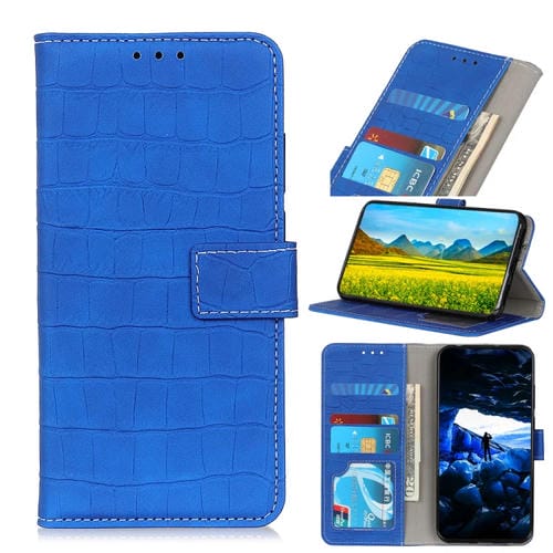 Para Motorola Moto G Stylus (2021) Funda de cuero con tapa horizontal con textura de cocodrilo con soporte, ranuras para tarjetas y billetera (azul)