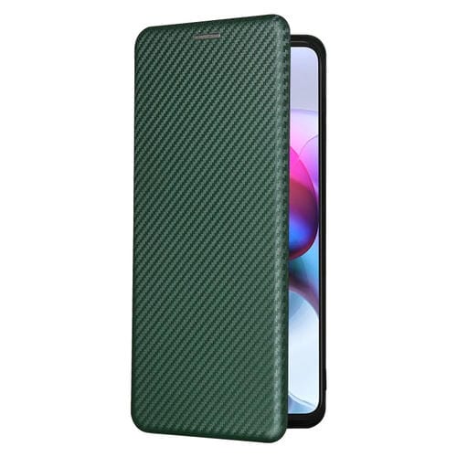 Para Motorola Edge S Fibra de carbono Textura Magnética Horizontal Flip TPU + PC + Funda de cuero PU con ranura para tarjeta (verde)