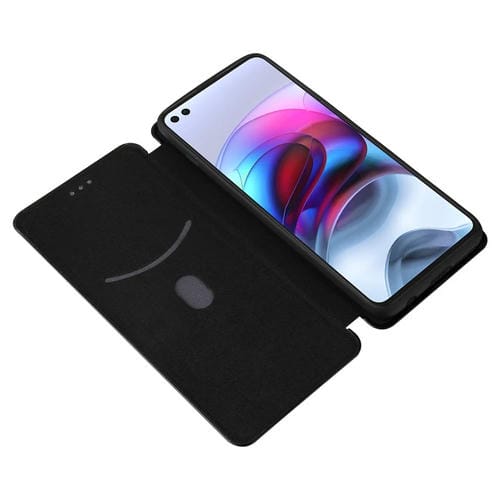 Para Motorola Edge S Fibra de carbono Textura Magnética Horizontal Flip TPU + PC + Funda de cuero PU con ranura para tarjeta (Negro)