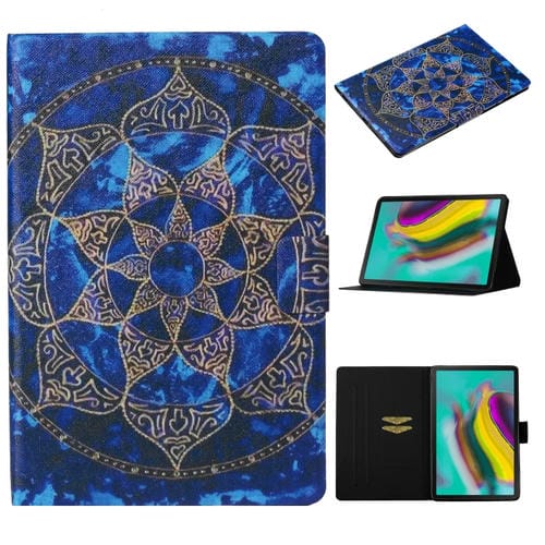 Funda de Cuero Samsung Galaxy Tab A7 Lite 8.7 (2021) T220 Flip Horizontal con Soporte y Ranura para Tarjeta (Mandala Azul)