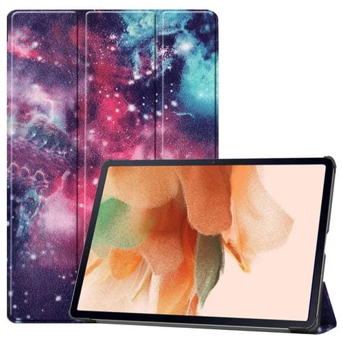 Funda para Tablet Samsung Galaxy Tab S7 Lite T730 T735 Cuero PU Función Sueño Despertador Soporte 3 Veces (Galaxy Nebula)