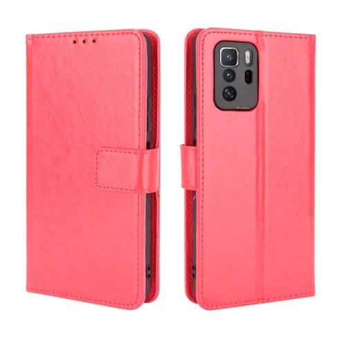 Para Xiaomi Redmi Note 10 Pro 5G / POCO X3 GT Crazy Horse Texture Horizontal Flip Funda de cuero con soporte y ranuras para tarjetas y cordón (rojo)