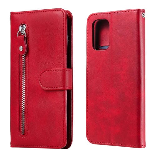 Para Xiaomi Redmi Note 10 5G / POCO M3 PRO 5G Fashion Calf Texture Zipper Flip Horizontal Funda de cuero con soporte y tragamonedas y billetera (rojo)
