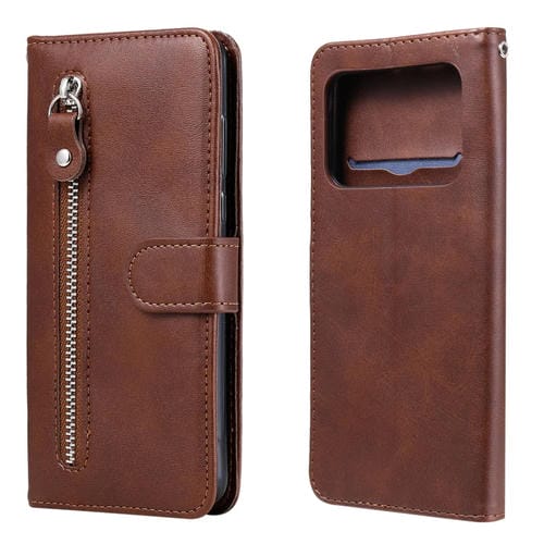 Para Xiaomi MI 11 Ultra Fashion Calf Texture Zipper Flip Horizontal Funda de cuero con soporte y ranuras para tarjeta y billetera (Marrón)