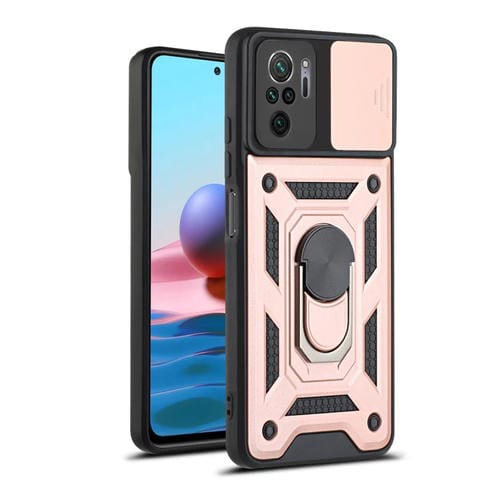 Para Xiaomi Redmi Note 10 CUBIERTA DE CAMERA DESLIZADORA TPU + PC Funda protectora (oro rosa)
