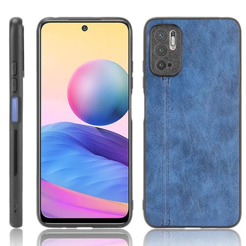 Para Xiaomi Redmi Note 10T 5G / NOTA 10 5G PATRO DE CUCHILLA DE COSTURA A prueba de golpes PC + PU + CASE DE TPU (AZUL)