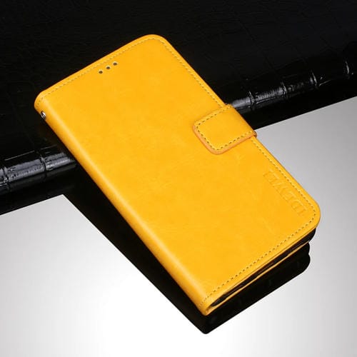 Idewei Crazy Horse Texture Horizontal Flip Funda de cuero con soporte y tragamonedas y billetera para Xiaomi Redmi 10 (Amarillo)