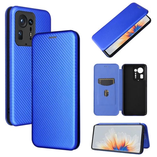 Textura de fibra de carbono Magnético Horizontal Flip TPU + PC + Funda de cuero PU con ranura para tarjeta para Xiaomi Mix (Azul)