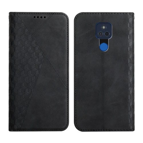 Para Motorola Moto G Play 2021 Diamond Pattern Splicing Splicing Siente Magnético Funda de cuero Horizontal Flip con ranuras y soporte para tarjeta y billetera (Negro)