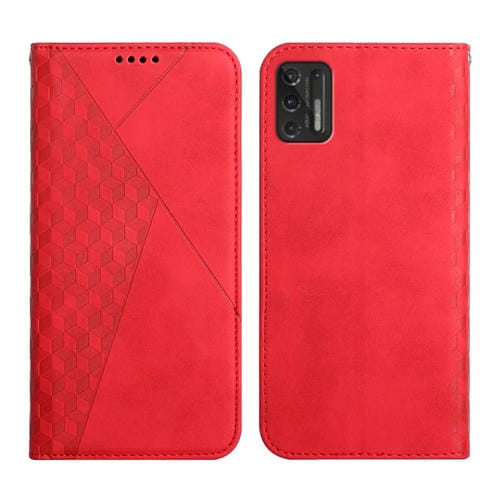 Para Motorola Moto G Stylus 2021 Diamond Pattern Splicing Piel Siente Magnético Funda de cuero Horizontal Flip con ranuras y soporte para tarjetas y billetera (rojo)