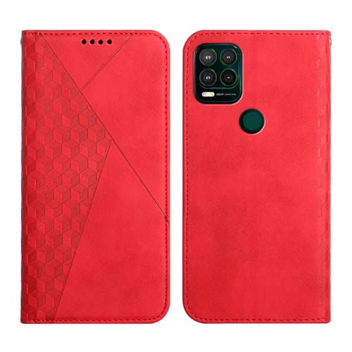 Para Motorola Moto G Stylus 2021 5G Diamond Pattern Splicing Splicing Steel Magnetic Horizontal Flip Funda de cuero con ranuras y soporte para tarjeta y billetera (rojo)