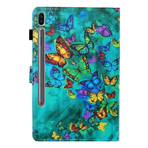 Funda Tablet Galaxy Tab S6 T860 Cuero PU Soporte Ranura Tarjeta Suspensión (Mariposa Verde)