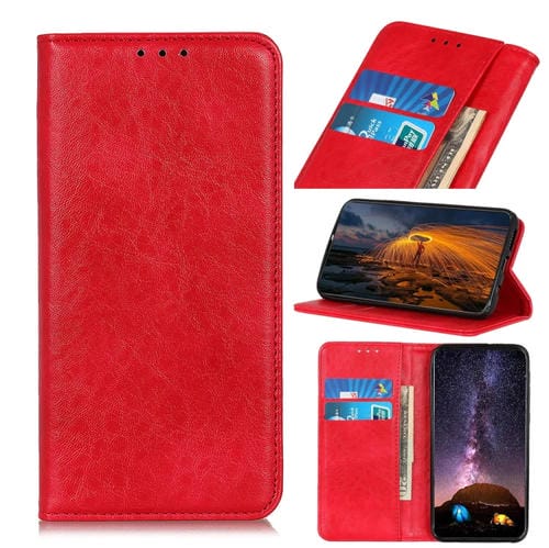Funda de Cuero Motorola G Pure Magnetic Crazy Horse Texture Flip Horizontal con Soporte y Billetera (Rojo)