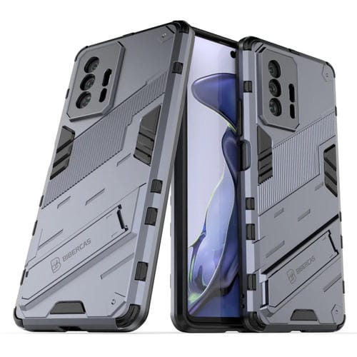 Para Xiaomi MI 11T / 11T Pro Punk Armor 2 en 1 PC + TPU Funda a prueba de golpes con titular invisible (gris)