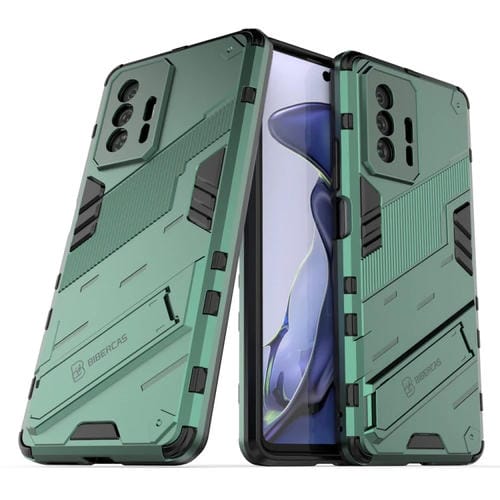Para Xiaomi MI 11T / 11T Pro Punk Armor 2 en 1 PC + TPU Funda a prueba de golpes con titular invisible (verde)