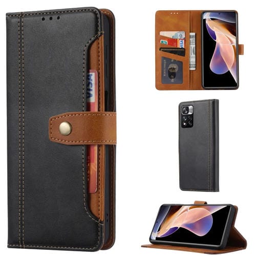 Para Xiaomi Redmi Note 11 / POCO M4 PRO TEXTURE TEXTURE DOBLE DOW DOW TELEFÍA DE CUERO (NEGRO)