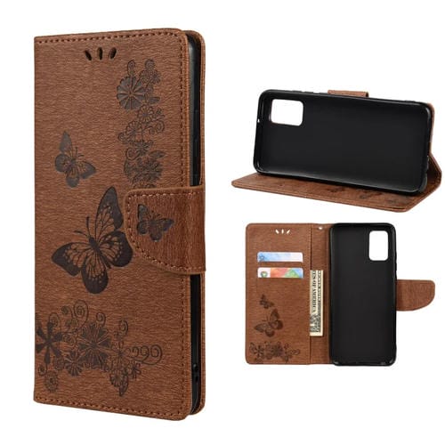 Para Xiaomi Redmi Note 11 Mariposa Funda de cuero horizontal de Cuero Horizontal FLIP con ranura para tarjeta y soporte (marrón)