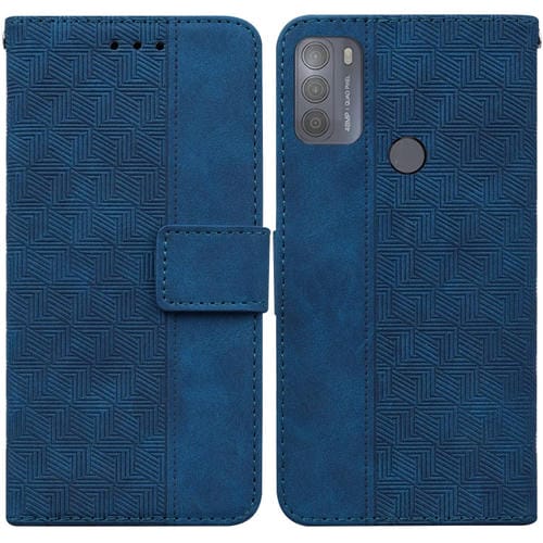 Para Motorola Moto G50 geométrico en relieve de cuero estuche (azul)