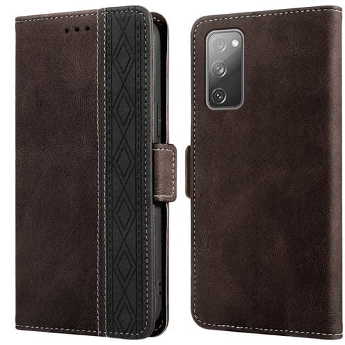 Funda para Samsung Galaxy S20 FE 5G Stitching Side-Magnetic Rfid Caja de Cuero (Café)