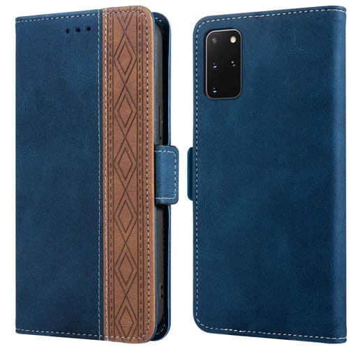 Funda de Cuero para Samsung Galaxy S20 + con Costura y Protección Rfid Magnético (Azul Real)