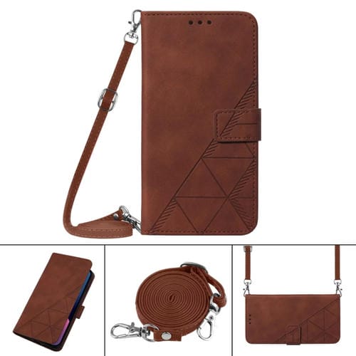 Para Xiaomi REDMI 9C / 9C NFC / POCO C3 Crossbody 3D Funda de cuero con goma 3D (Marrón)