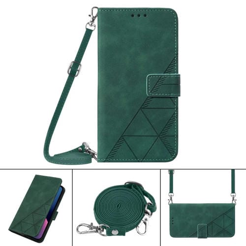 Para Xiaomi MI 11T 5G / 11T PRO 5G CROSS CROSS CRIGHERS 3D FLIP DE CUERO DE CUERO DE CUERO (verde oscuro)