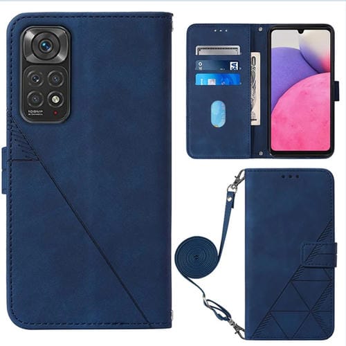 Funda Crossbody para Infinix Note 11S 3D Grabado en Relieve Conexión Telefónica (Azul)