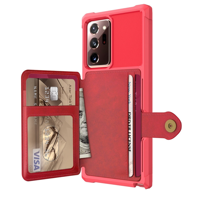 Para Samsung Galaxy Note 20 Bolsa de Tarjeta Magnética Bolsa de Tarjeta Teléfono de cuero (rojo)