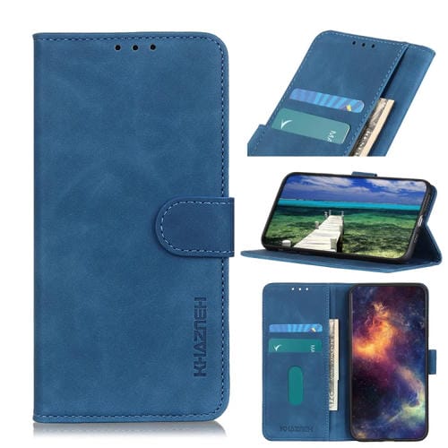 Para Samsung Galaxy M23 / F23 Khazneh Retro Texture Horizontal Flip Custate Funda (Azul)