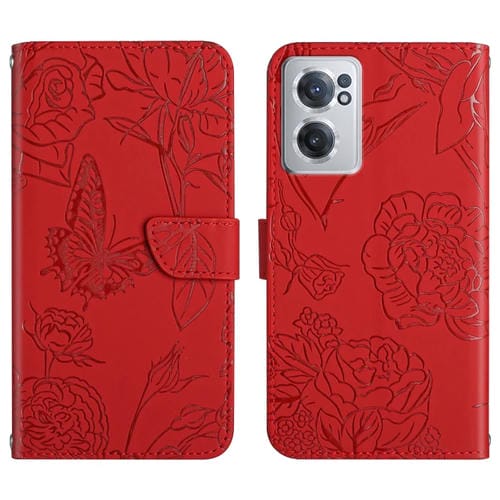 Skin para OnePlus Nord CE 2 5G Butterfly Peony Foothip Fase (Rojo)