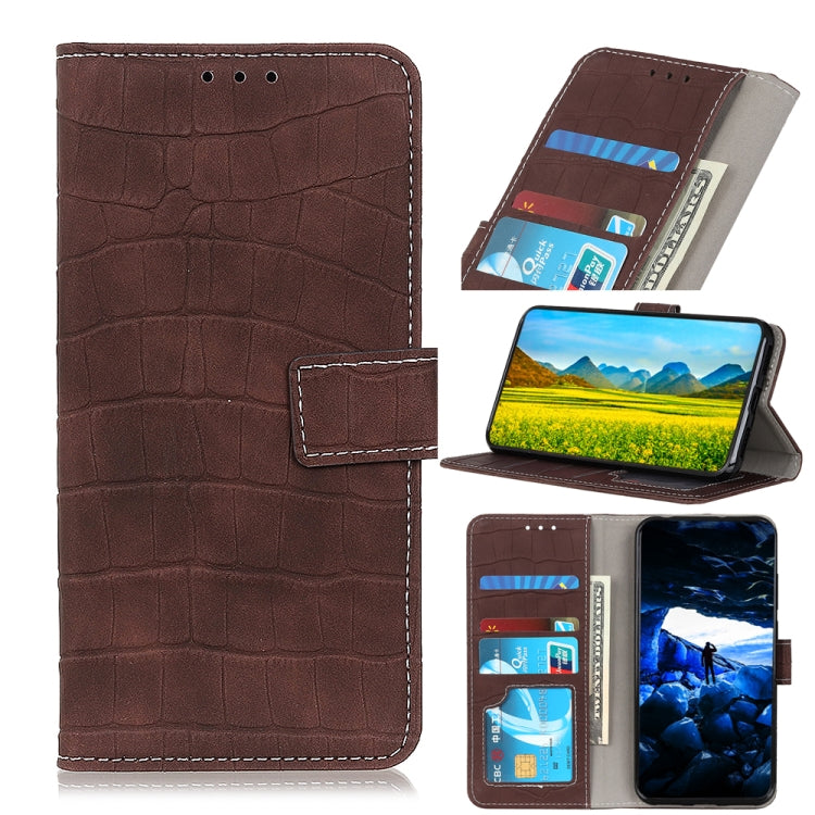 Funda OnePlus Nord 2T de Cuero con Textura Crocodile y Cierre Magnético Horizontal (Marrón)