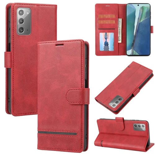 Para Samsung Galaxy Note20 Classic Wallet Flip Leather Case (rojo)