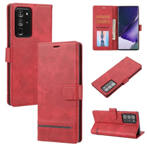 Para Samsung Galaxy Note20 Case de teléfono de cuero Flip de billetera ultra clásica (rojo)