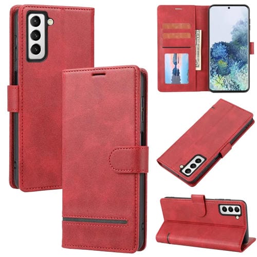 Para Samsung Galaxy S21+ 5G Classic Wallet Flip Leather Case (rojo)