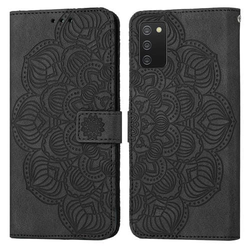 Para Samsung Galaxy A02S 166 mm Mandala Flip Flip Leather Case (negro)