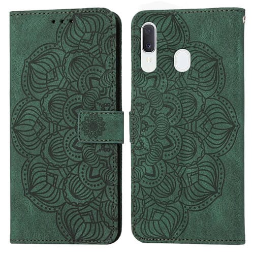 Para Samsung Galaxy A20 / A30 Mandala Flip Flip Leather Case (verde)