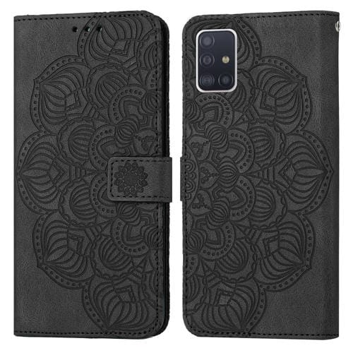 Para Samsung Galaxy A51 4G Mandala Flip Flip Leather Case (negro)