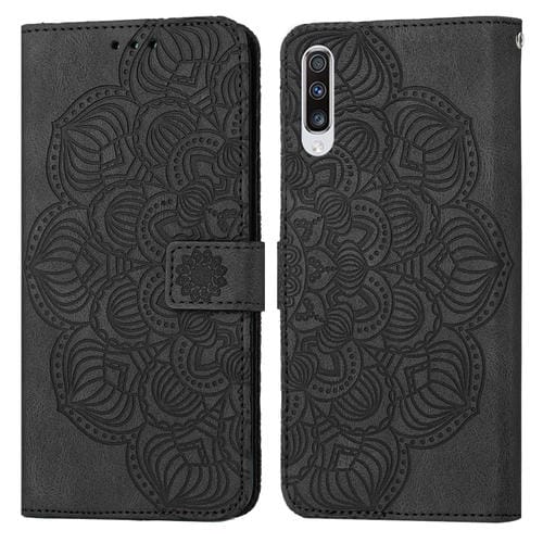 Para Samsung Galaxy A70 Mandala Flip Flip Leather Case (negro)