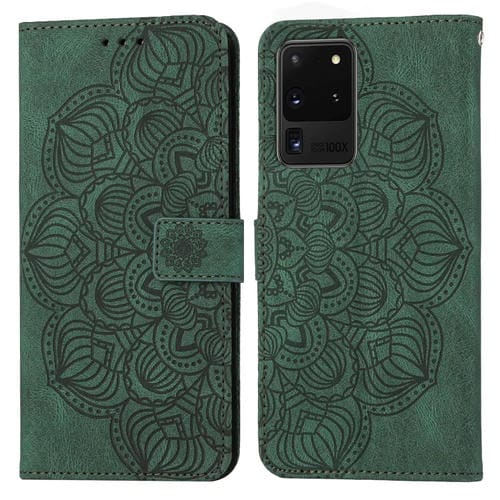 Para Samsung Galaxy S20 Ultra Mandala Flip Flip Leather Case (verde)