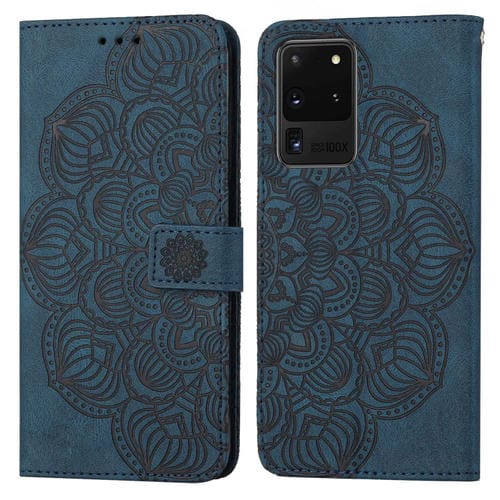 Para Samsung Galaxy S20 Ultra Mandala Flip Flip Leather Case (azul)