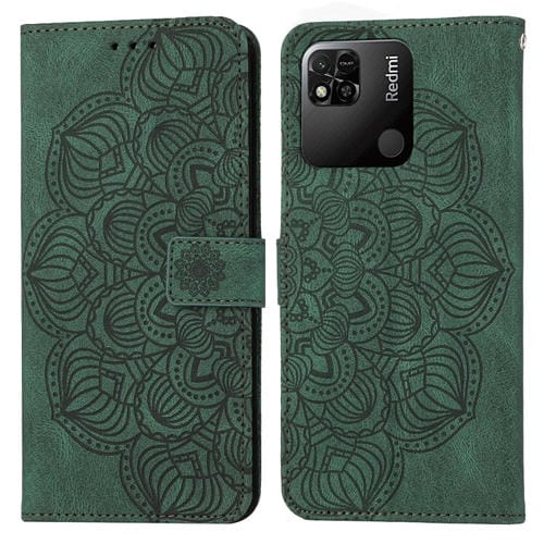 Para Xiaomi Redmi 10C Mandala Flip Flip Leather Case (verde)