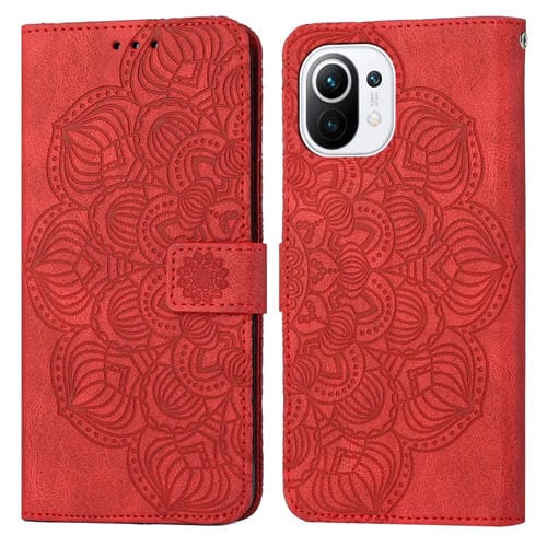 Para Xiaomi Mi 11 Lite Mandala Flip Flip Leather Case (rojo)