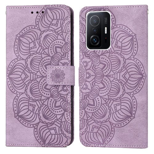 Para Xiaomi 11t Mandala Flip Flip Leather Case (púrpura)