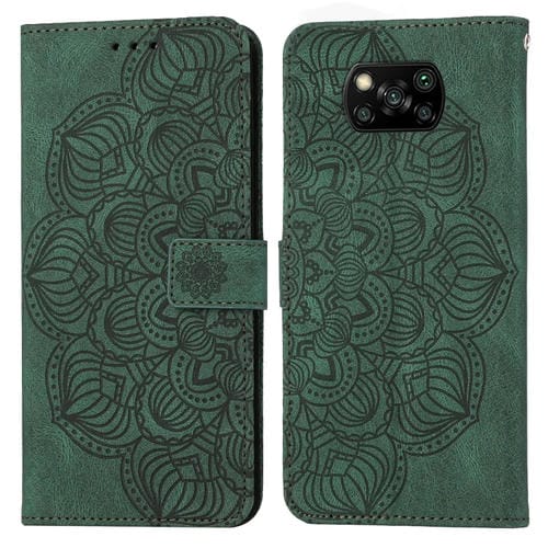 Para Xiaomi Poco X3 NFC Mandala Flip Flip Leather Case (verde)