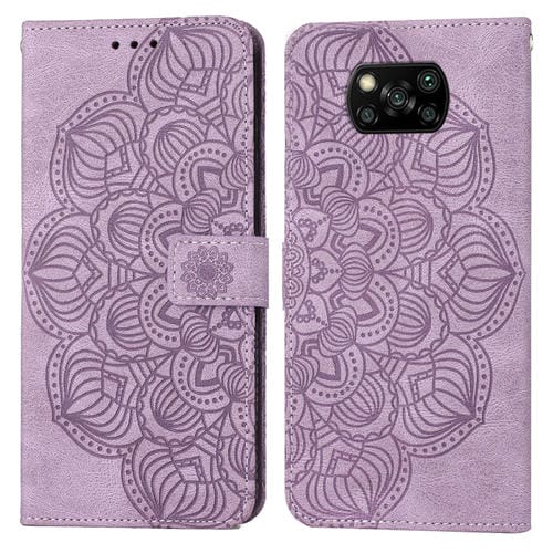 Para Xiaomi POCO X3 NFC Mandala Flip Flip Leather Case (púrpura)