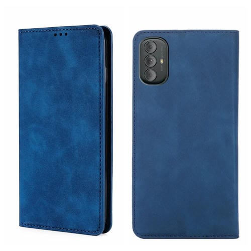 Funda para Motorola Moto G Power 2022 Skin Feel Magnética Horizontal Flip de Cuero (Azul)