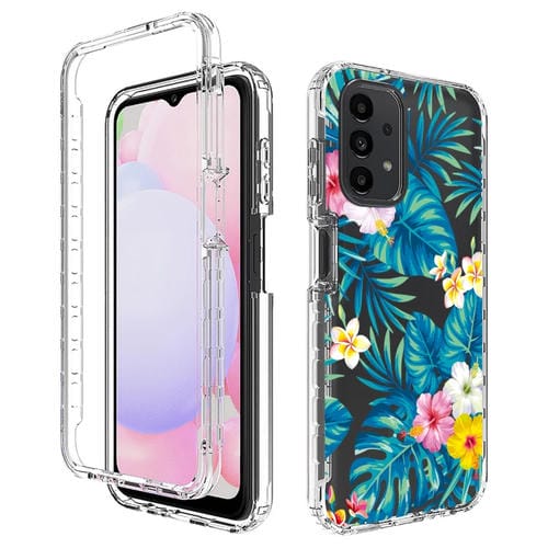 Para Samsung Galaxy A13 4G PC + TPU Caja de teléfono pintada transparente (hoja de plátano)