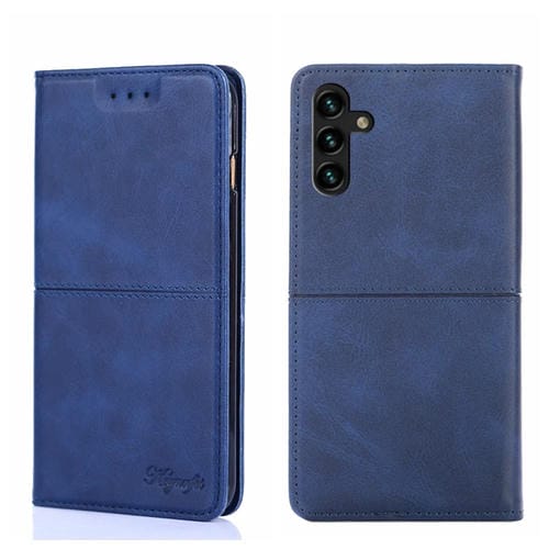 Para Samsung Galaxy A13 5G Textura de vaca Magnetic Horizontal Flip Cuero Caja (azul)