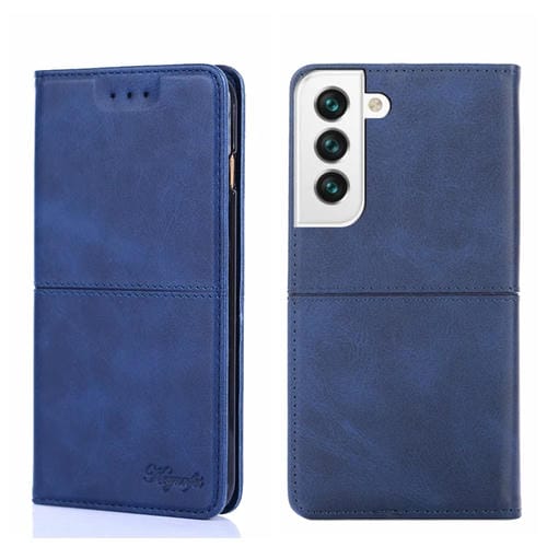Para Samsung Galaxy S22 Textura de vaca Magnetic Horizontal Flip Leather Case (azul)